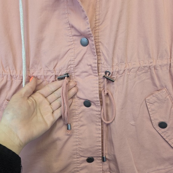 Torrid Jacket Womens 0 or L Pink Coastal Utility Hooded Casual Layering Sporty - Picture 14 of 16